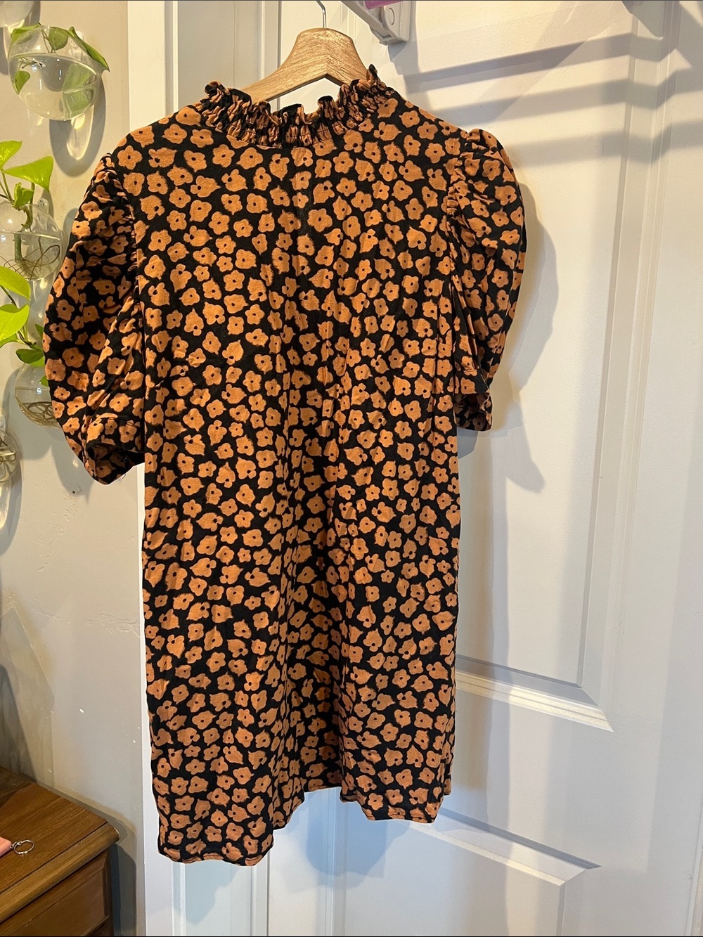 Who What Wear Orange and Black Floral mini dress